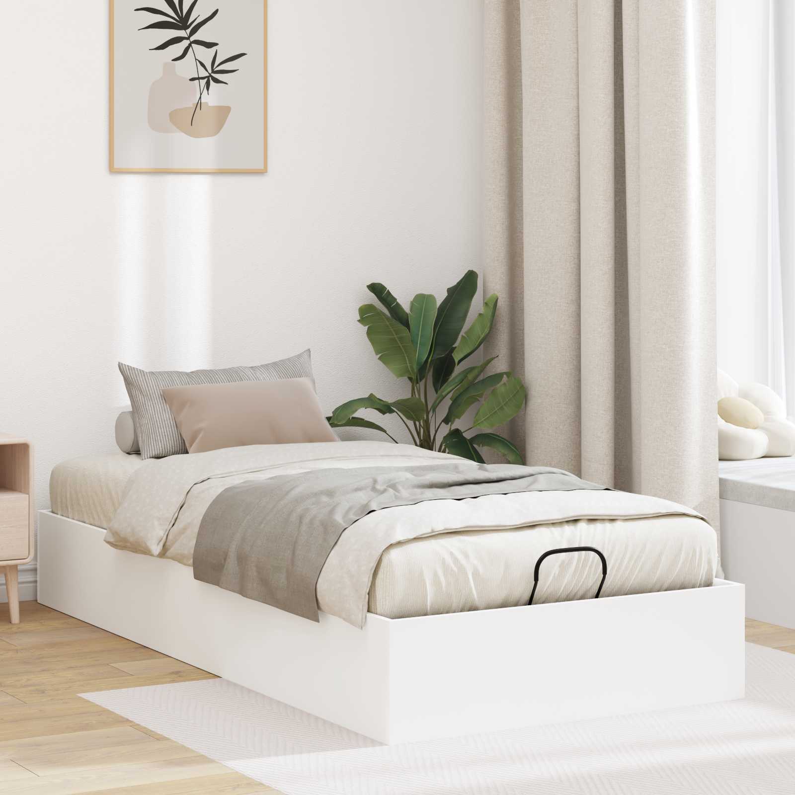 Ottoman Sängram Vit 193 x 90 x 25 cm Konstruerat trä
