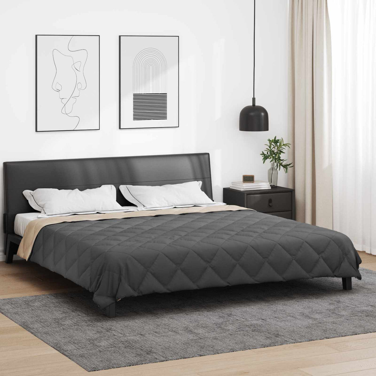 Sommar Duvet 240 x 200 cm Sommar 200 gsm Antracit och Taupe