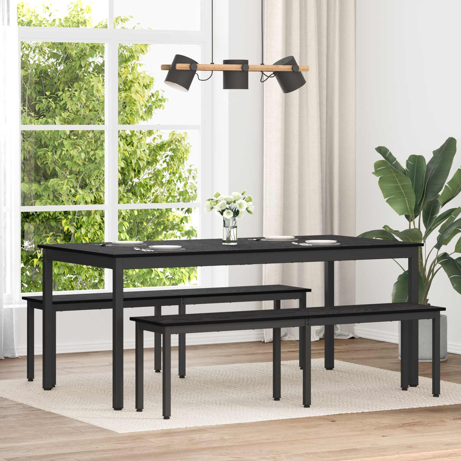 bänk Svart Ek 160 x 35 x 45 cm Konstruerat trä