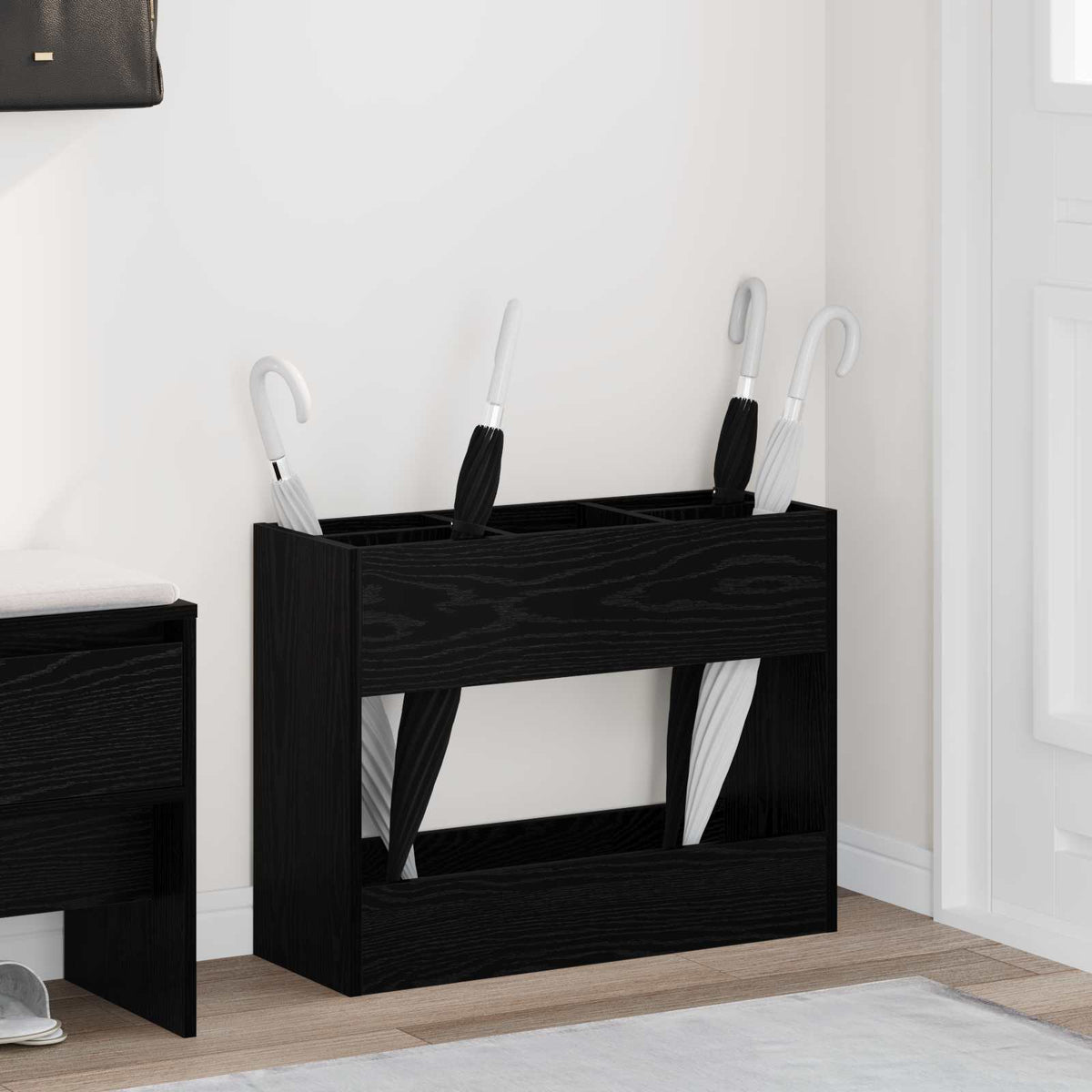 Förvaringskrok & Ställ Svart Ek 65 x 24 x 50 cm Konstruerat trä