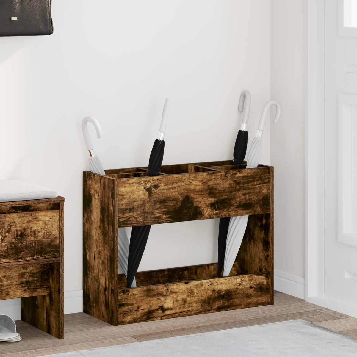 Förvaringskrok & Ställ Rökt ek 65 x 24 x 50 cm Konstruerat trä