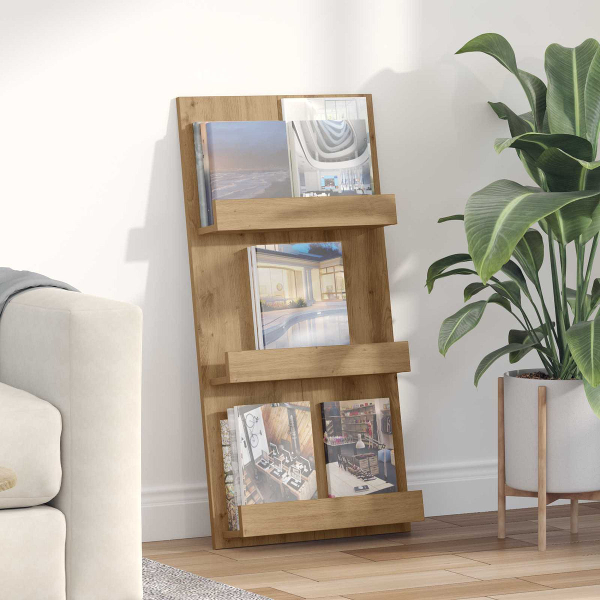 Tidningshylla Artisan Ek 51 x 11 x 102 cm Konstruerat trä