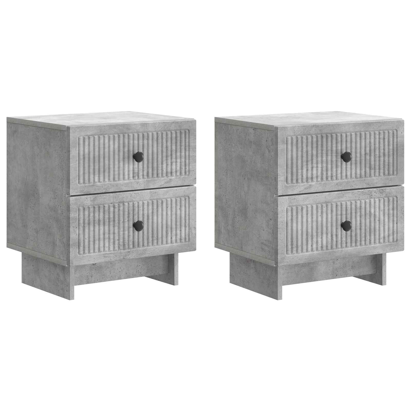 Nattduksbord med låda 2 pcs Betonggrå 43 x 34,5 x 47,5 cm