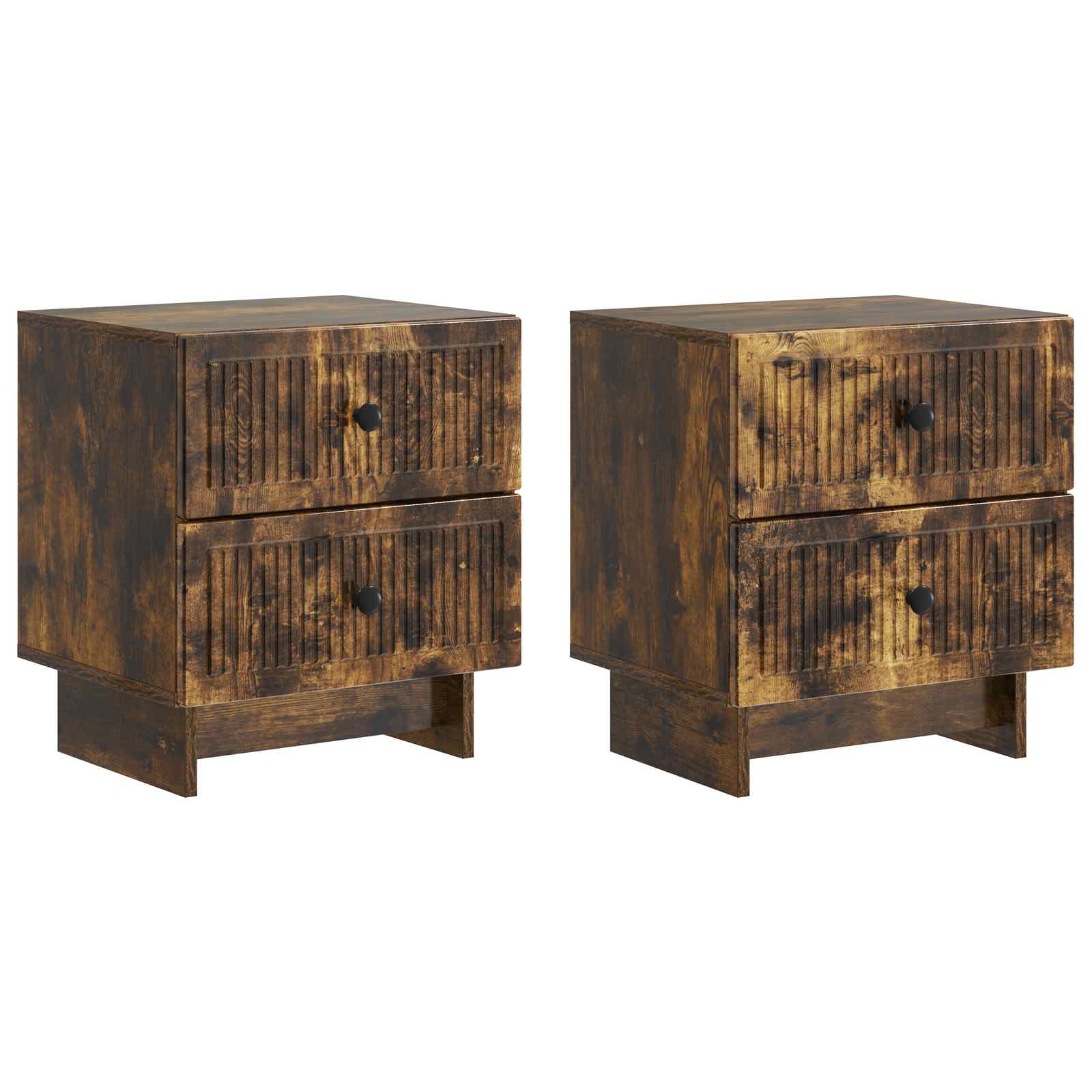 Nattduksbord 2 pcs Rökt ek 43 x 34,5 x 47,5 cm Konstruerat trä