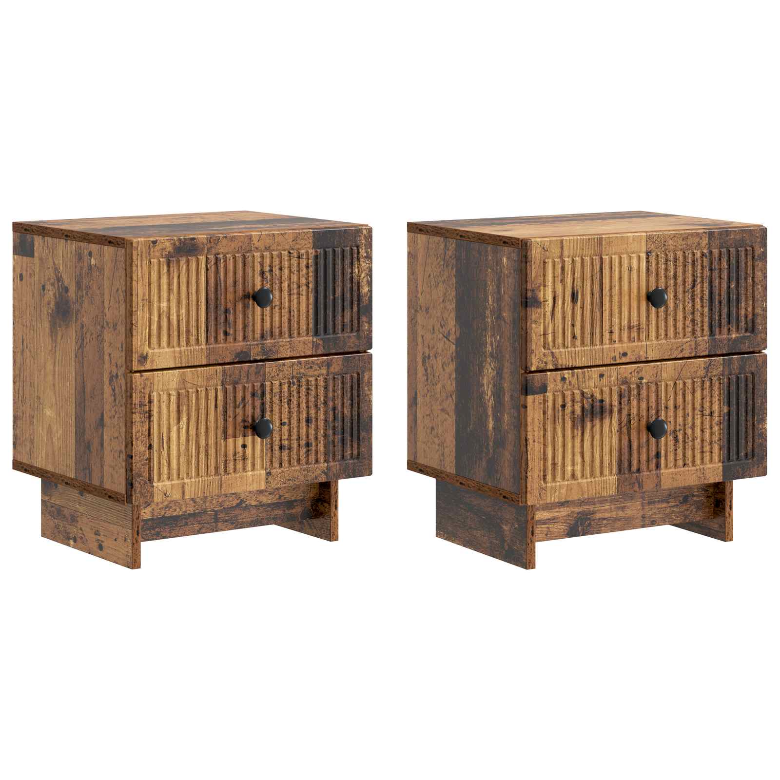 Nattduksbord med låda 2 pcs Gammalt trä 43 x 34,5 x 47,5 cm