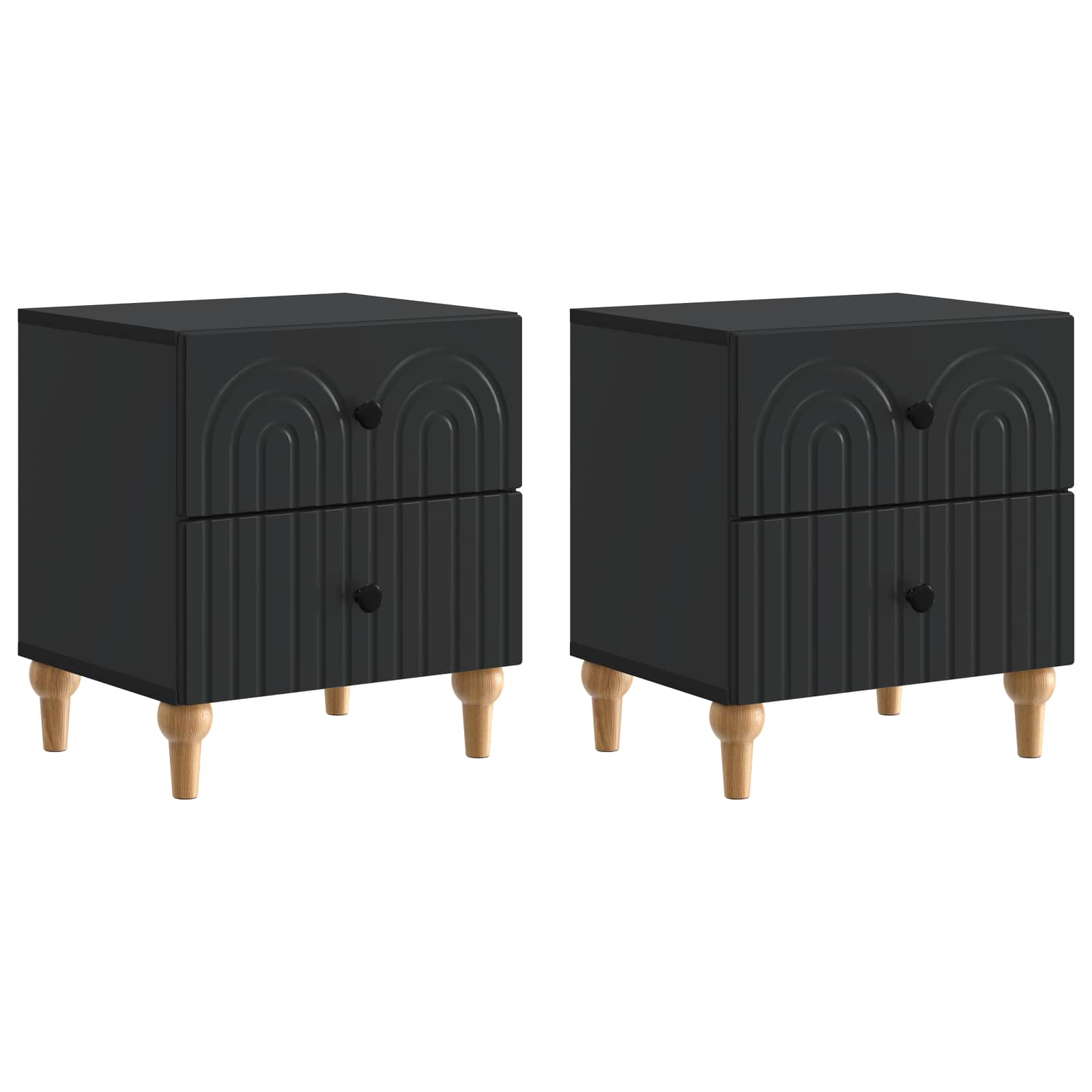 Nattduksbord 2 pcs Svart 43 x 34,5 x 48 cm Konstruerat trä