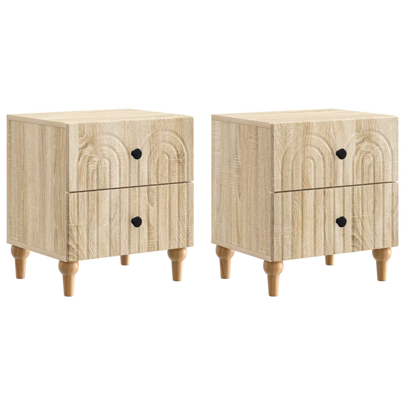 Nattduksbord 2 pcs Sonoma-ek 43 x 34,5 x 48 cm Konstruerat trä