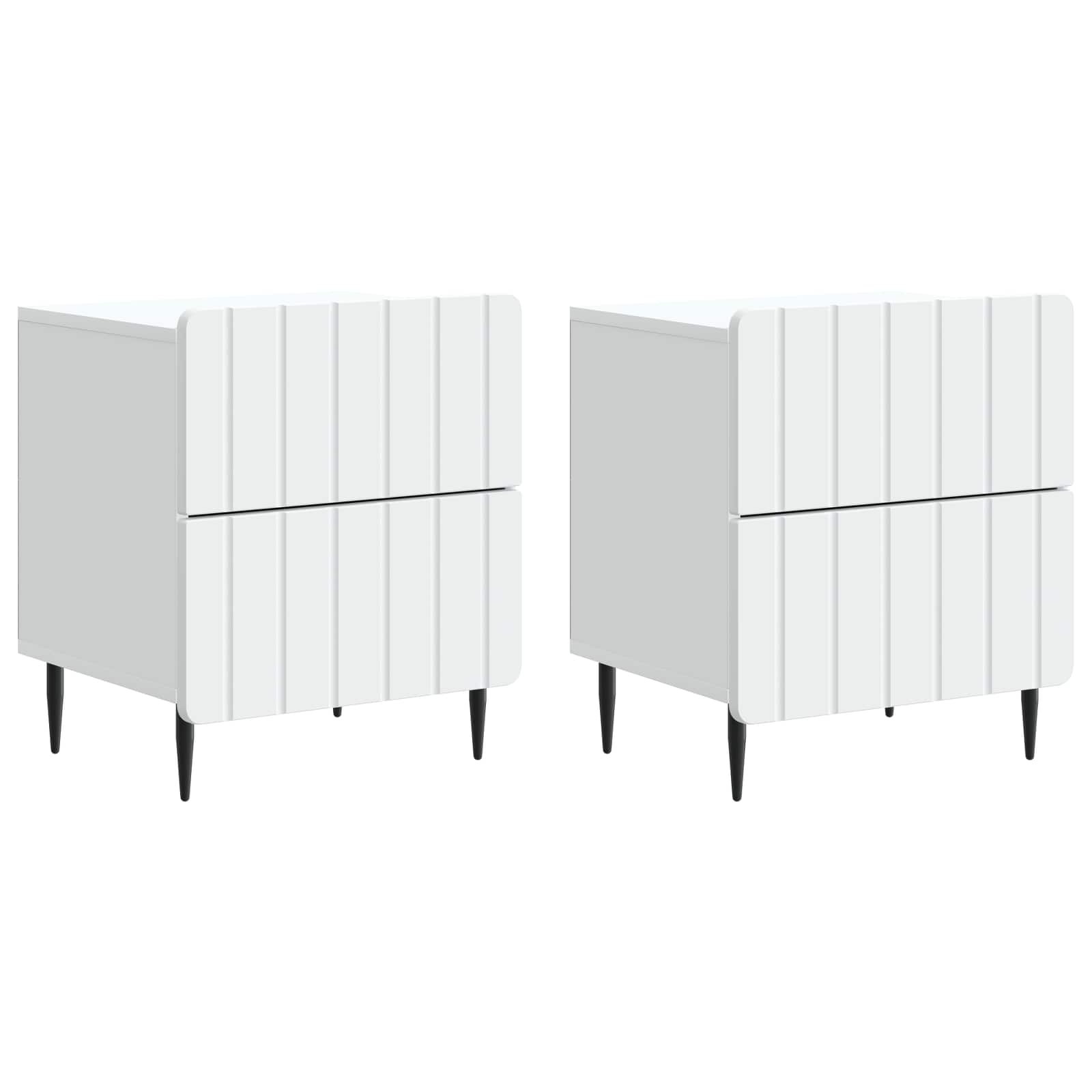Nattduksbord 2 pcs Vit 43 x 34,5 x 49,5 cm Konstruerat trä