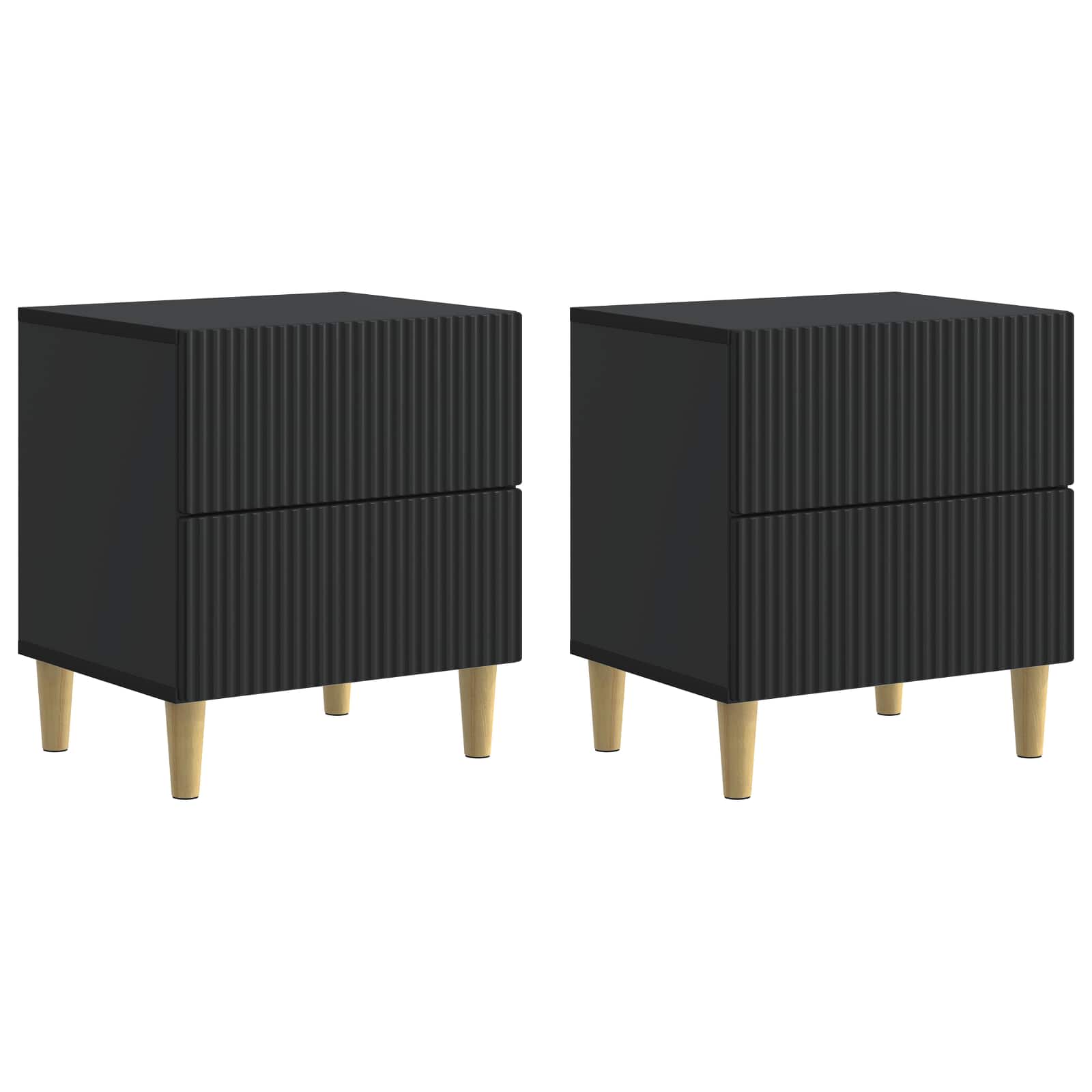 Nattduksbord 2 pcs Svart 43 x 34,5 x 48 cm Konstruerat trä
