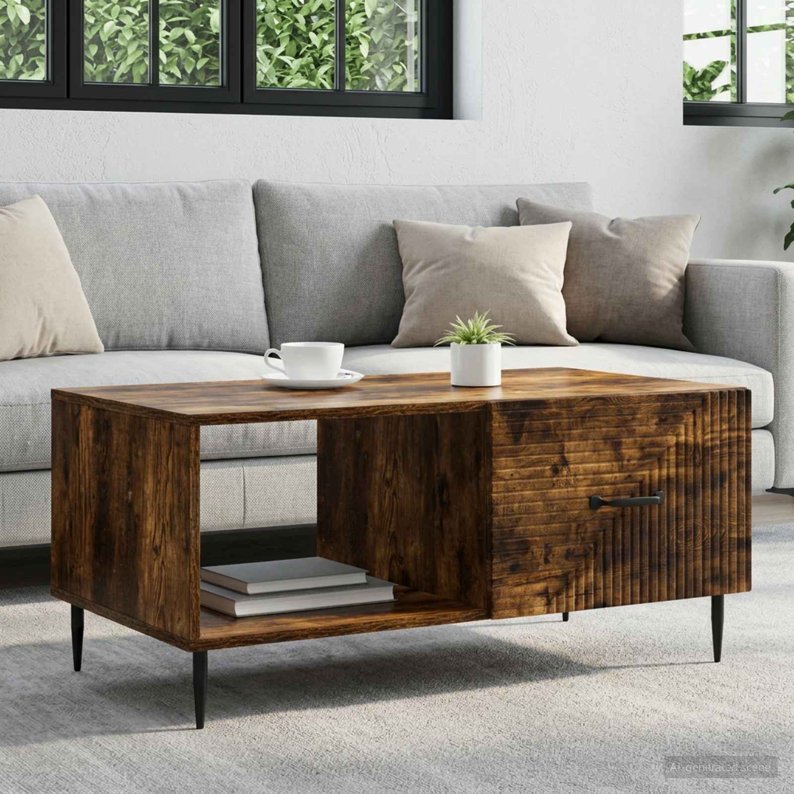 Kaffeebord Rökt ek 90 x 50 x 40 cm Konstruerat trä