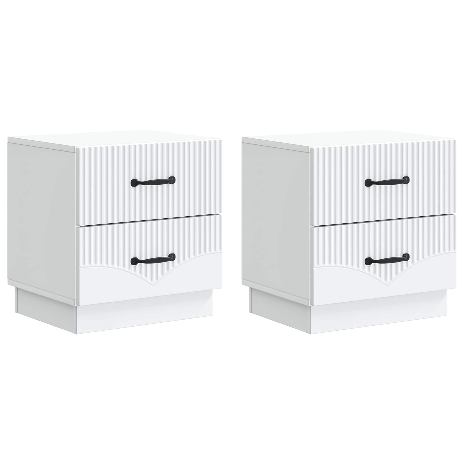 Nattduksbord 2 pcs Vit 43 x 34,5 x 44,5 cm Konstruerat trä
