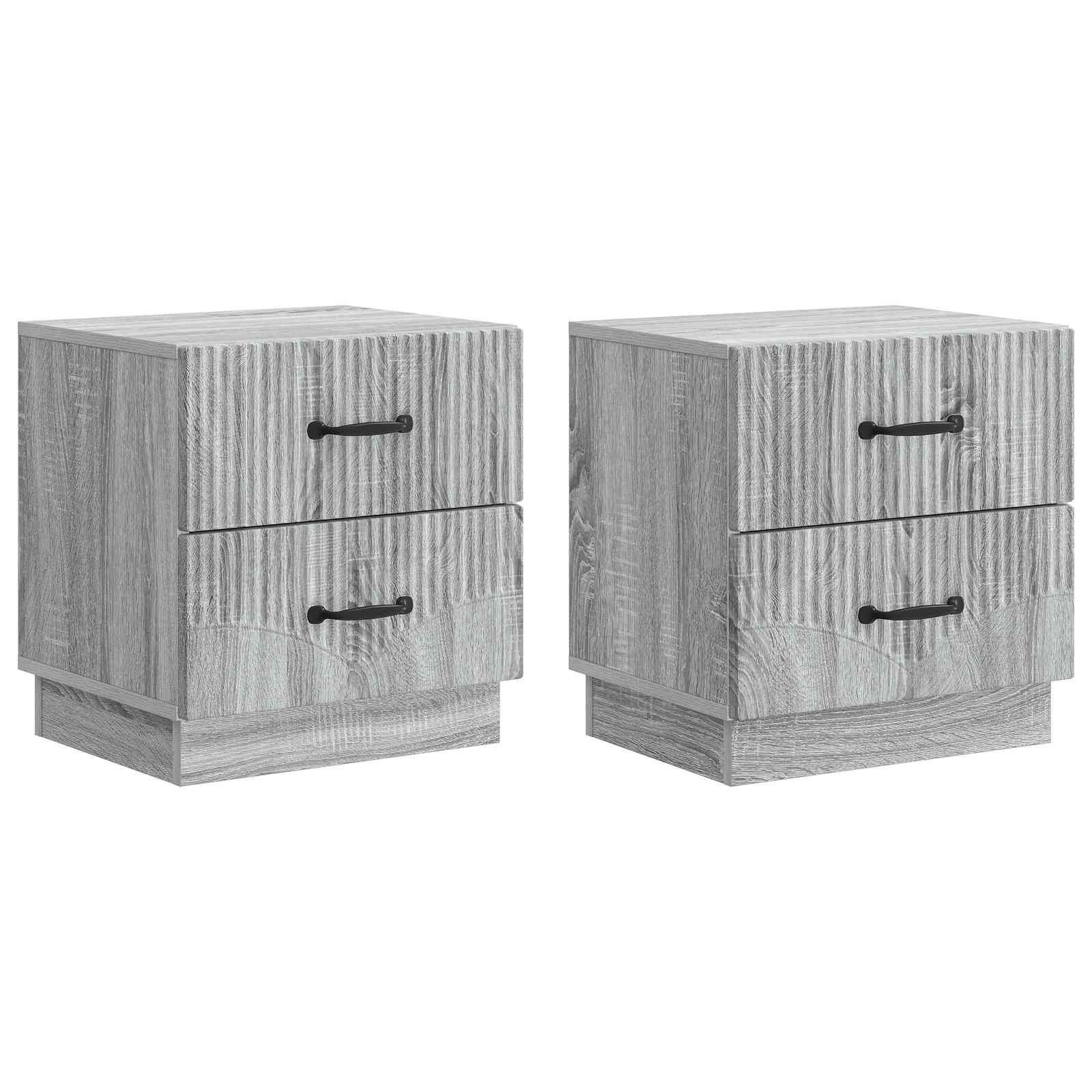 Nattduksbord med låda 2 pcs Grå sonoma-ek 43 x 34,5 x 44,5 cm