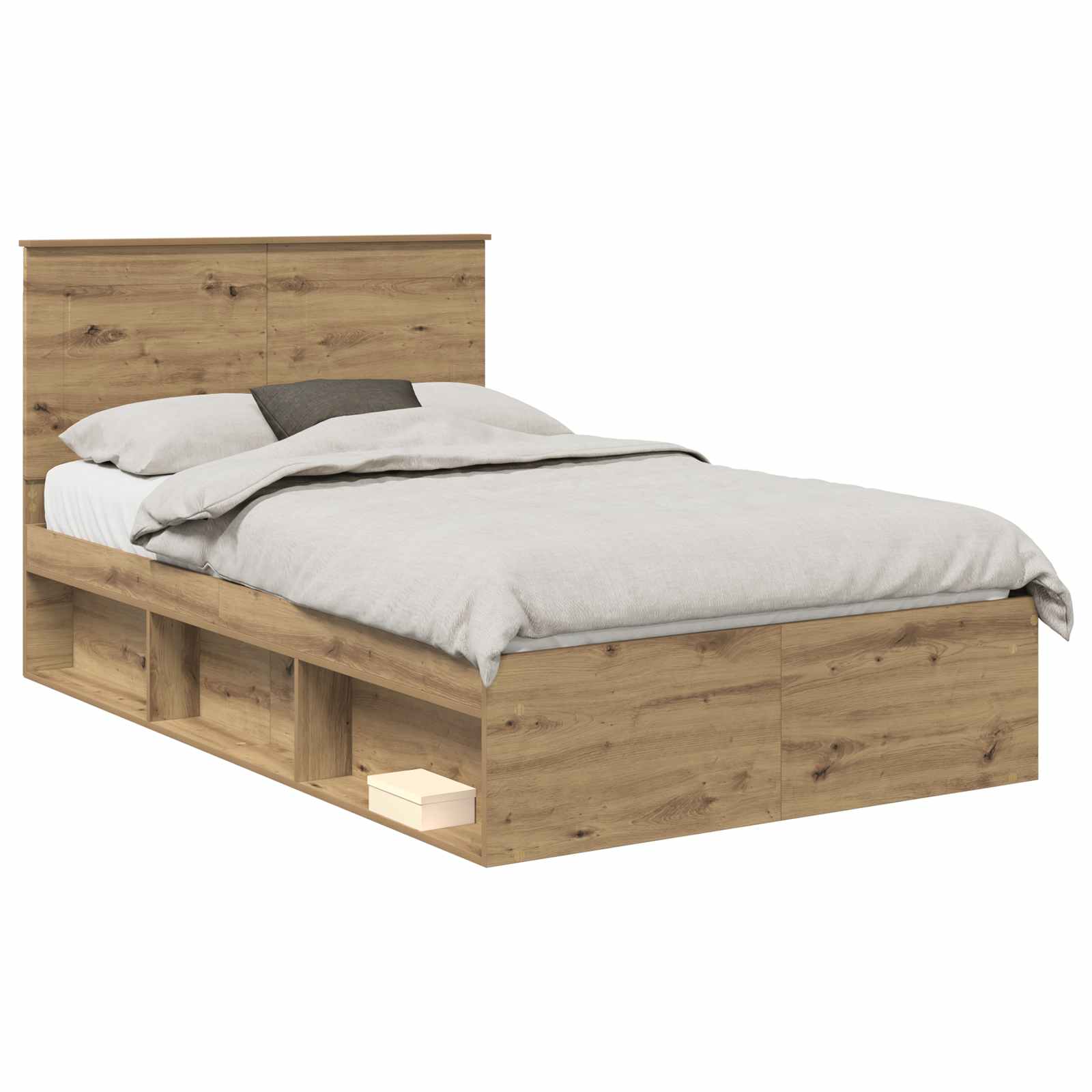 Sängram med huvudgavel Artisan Ek 135 x 190 cm Massiv furu