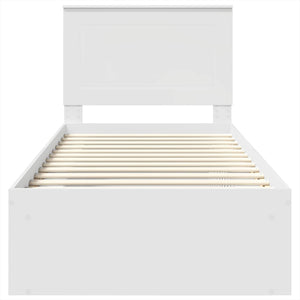 Sängram med huvudgavel Vit 90 x 190 cm Massiv furu