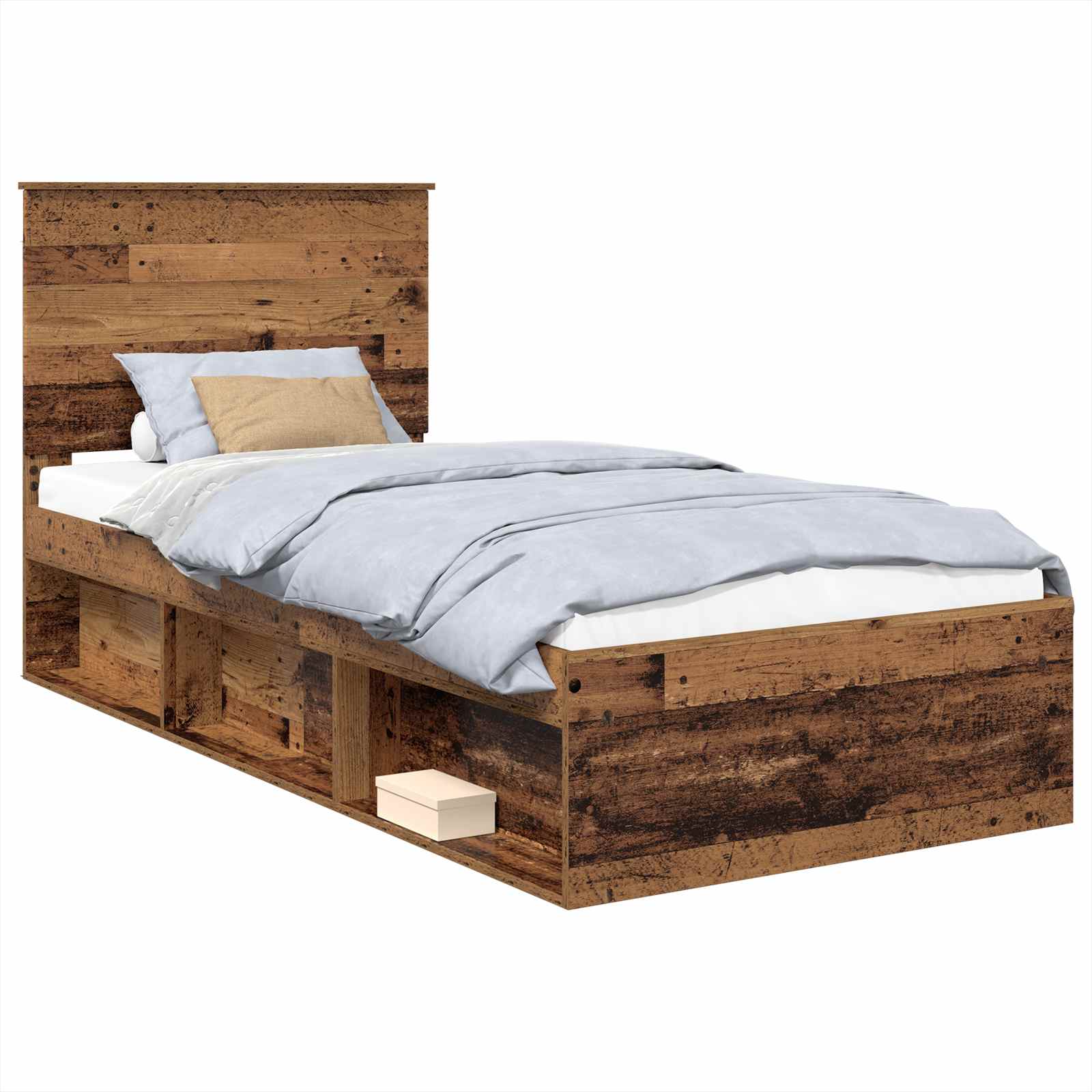 Sängram med huvudgavel Gammalt trä 90 x 190 cm Massiv furu