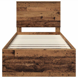 Sängram med huvudgavel Gammalt trä 90 x 190 cm Massiv furu