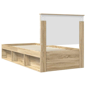 Sängram med huvudgavel Sonoma-ek 75 x 190 cm Massiv furu