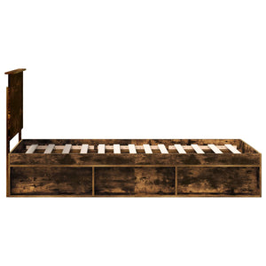 Sängram med huvudgavel Rökt ek 75 x 190 cm Massiv furu