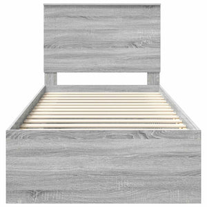 Sängram med huvudgavel Grå Sonoma 75 x 190 cm Massiv furu