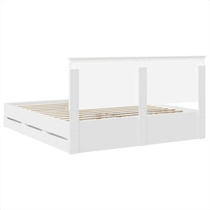 Sängram med låda med huvudgavel Vit 180 x 200 cm Ingenjörsträ