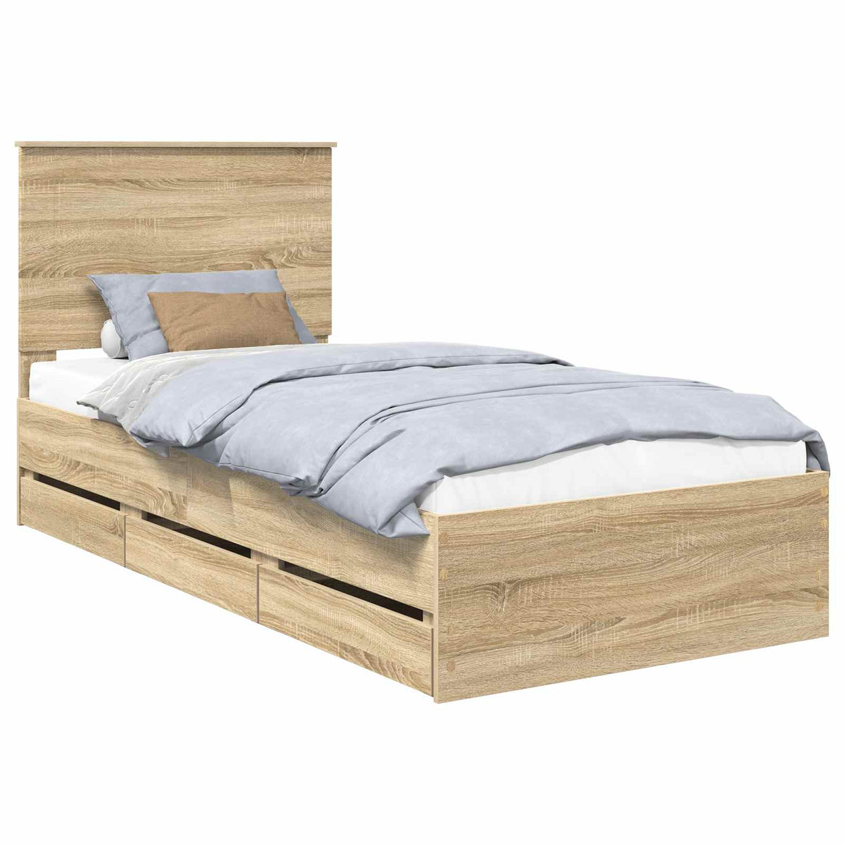 Sängram med låda med lagring Sonoma-ek 75 x 190 cm Ingenjörsträ