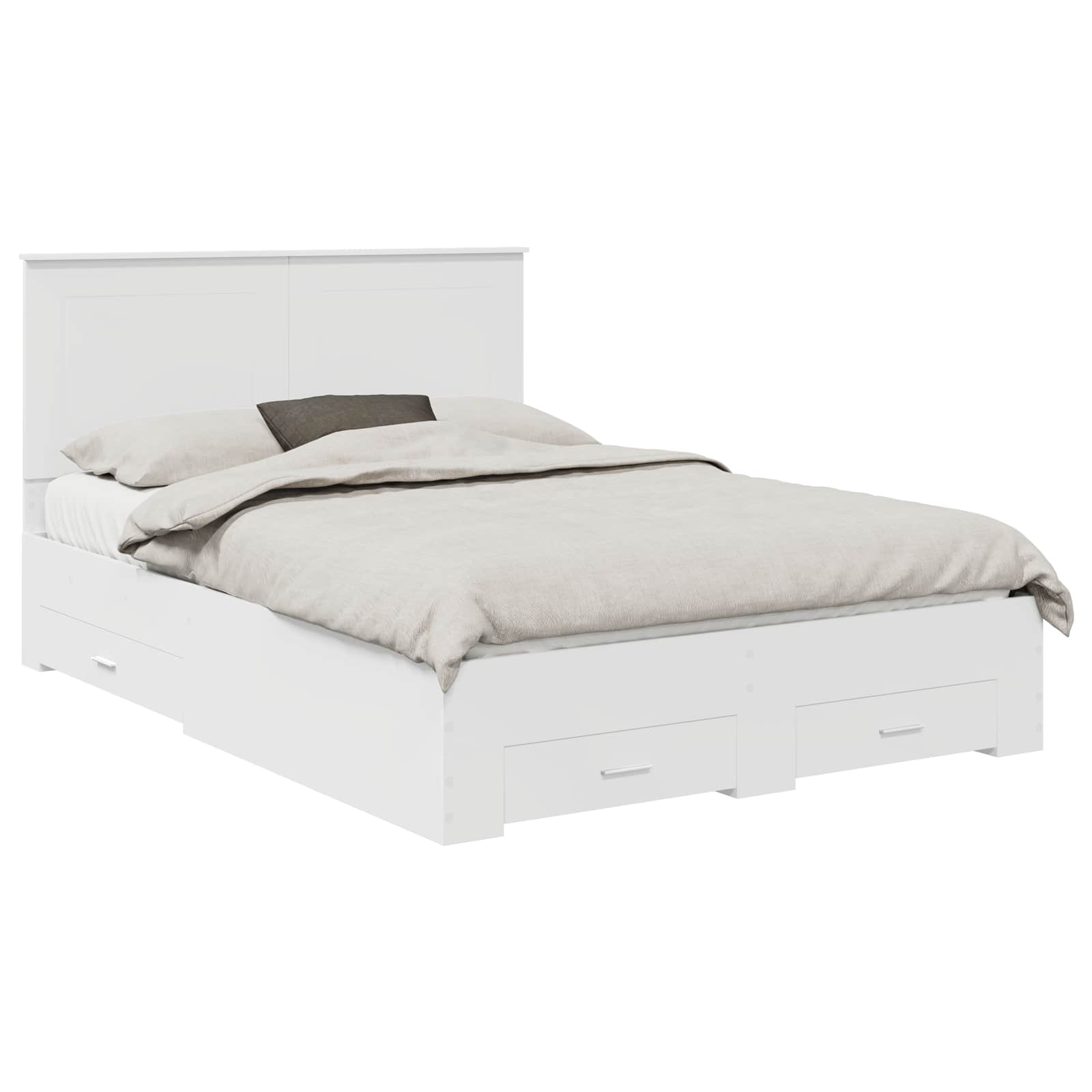 Sängram med huvudgavel Vit 140 x 190 cm Konstruerat trä