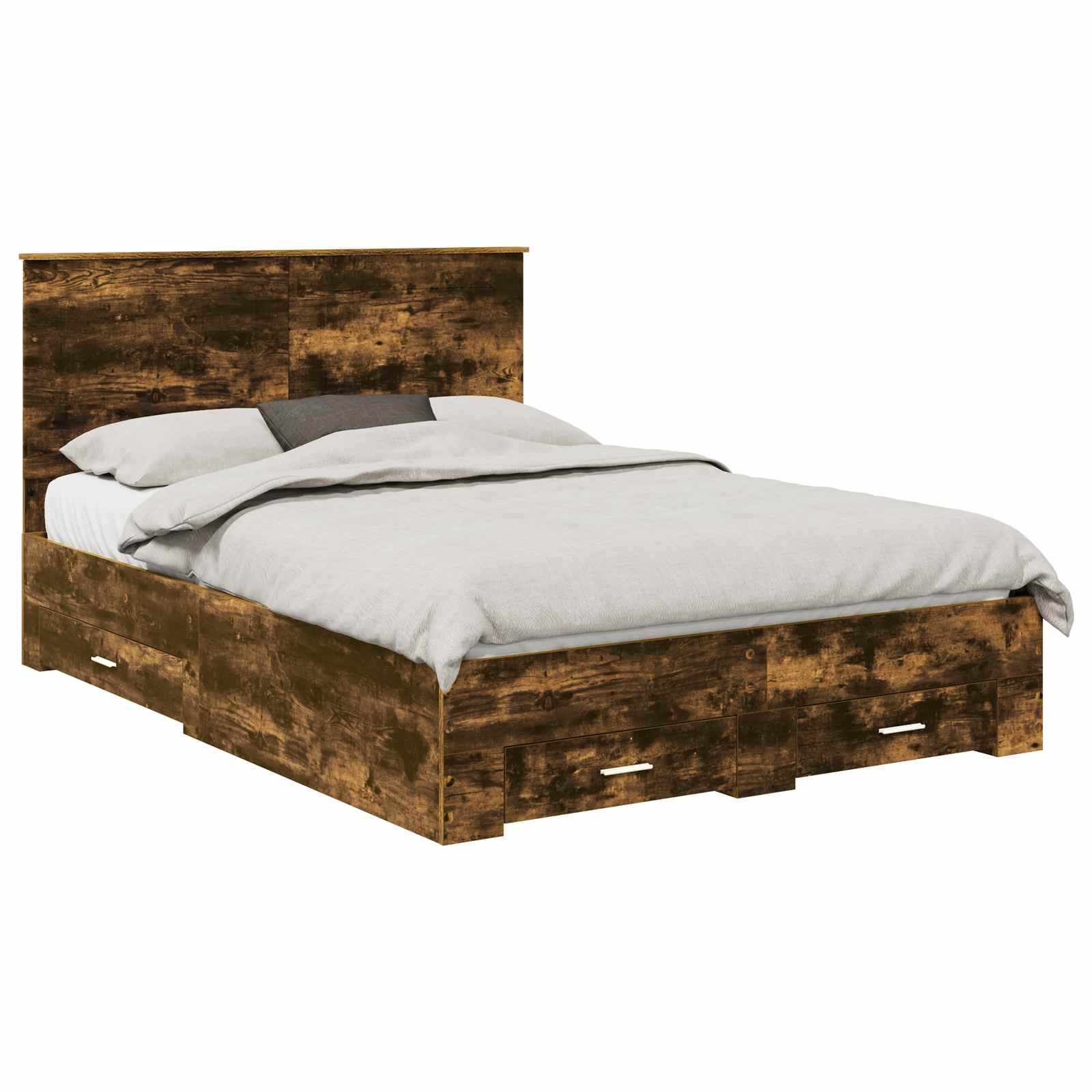 Sängram med huvudgavel Rökt ek 140 x 190 cm Konstruerat trä