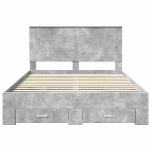 Sängram med huvudgavel Betonggrå 140 x 200 cm Konstruerat trä