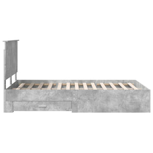 Sängram med huvudgavel Betonggrå 120 x 200 cm Konstruerat trä