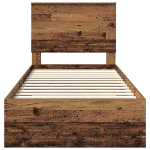 Sängram med huvudgavel Gammalt trä 90 x 190 cm Konstruerat trä
