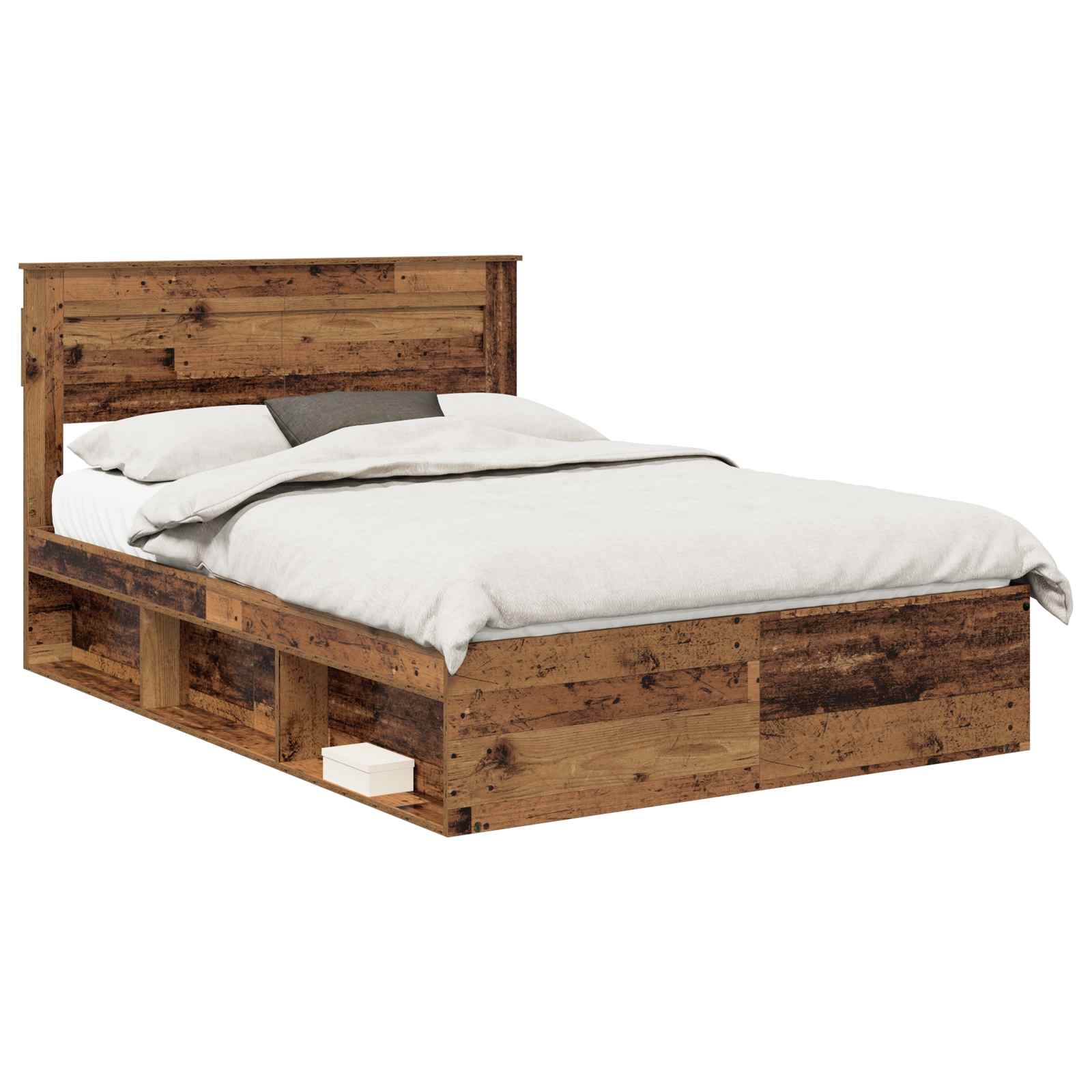 Sängram med huvudgavel Gammalt trä 140 x 190 cm Massiv furu