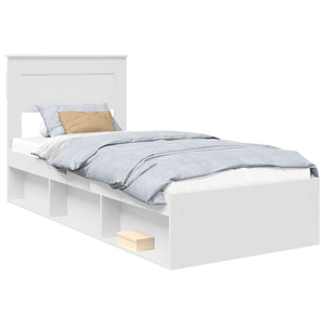 Sängram med huvudgavel Vit 100 x 200 cm Massiv furu