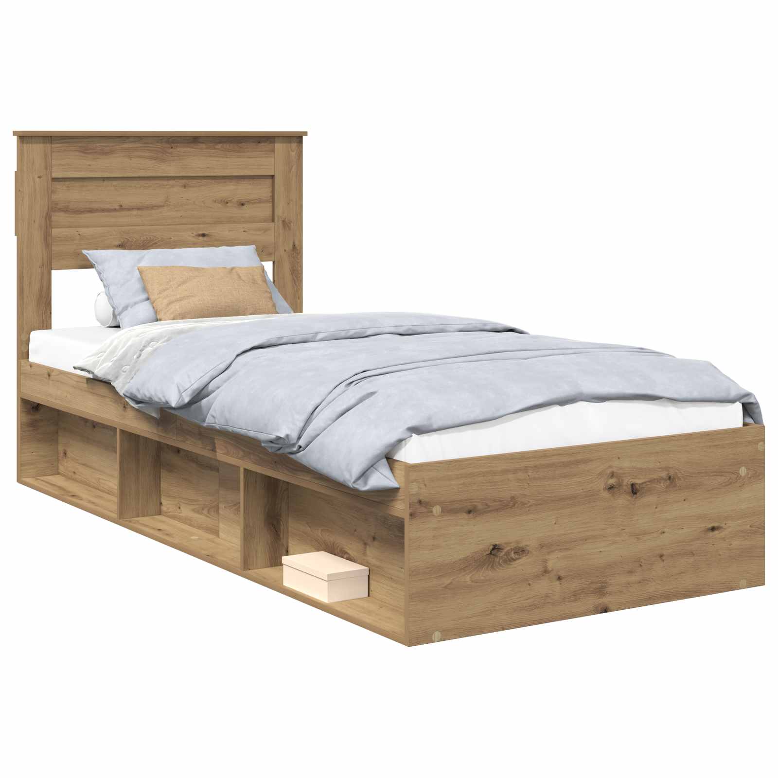 Sängram med huvudgavel Artisan Ek 100 x 200 cm Massiv furu