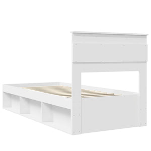 Sängram med huvudgavel Vit 90 x 190 cm Massiv furu