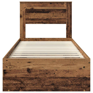 Sängram med huvudgavel Gammalt trä 90 x 200 cm Massiv furu