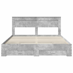 Sängram med huvudgavel Betonggrå 180 x 200 cm Konstruerat trä