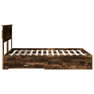 Sängram med huvudgavel Rökt ek 150 x 200 cm Konstruerat trä
