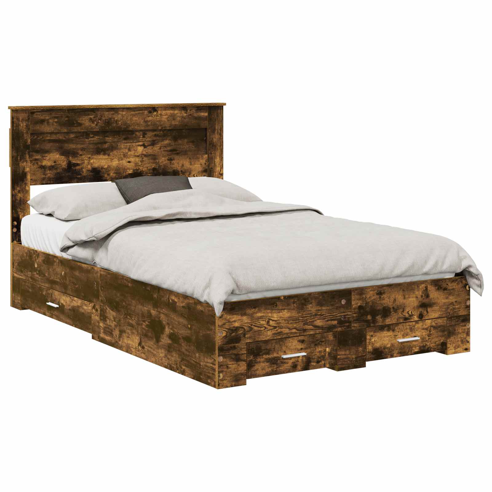Sängram med huvudgavel Rökt ek 135 x 190 cm Konstruerat trä