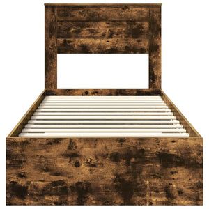 Sängram med låda med huvudgavel med lagring Konstruerat trä