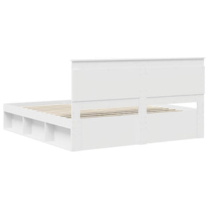 Sängram med huvudgavel Vit 200 x 200 cm Massiv furu