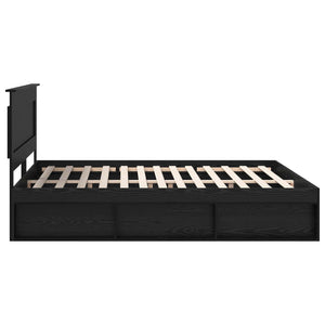 Sängram med huvudgavel Svart 200 x 200 cm Massiv furu