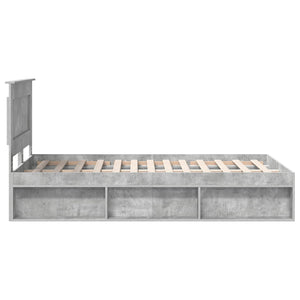 Sängram med huvudgavel Betonggrå 135 x 190 cm Massiv furu