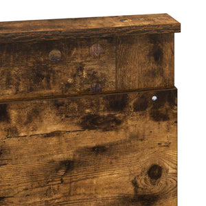 Sängram med huvudgavel Rökt ek 120 x 190 cm Massiv furu