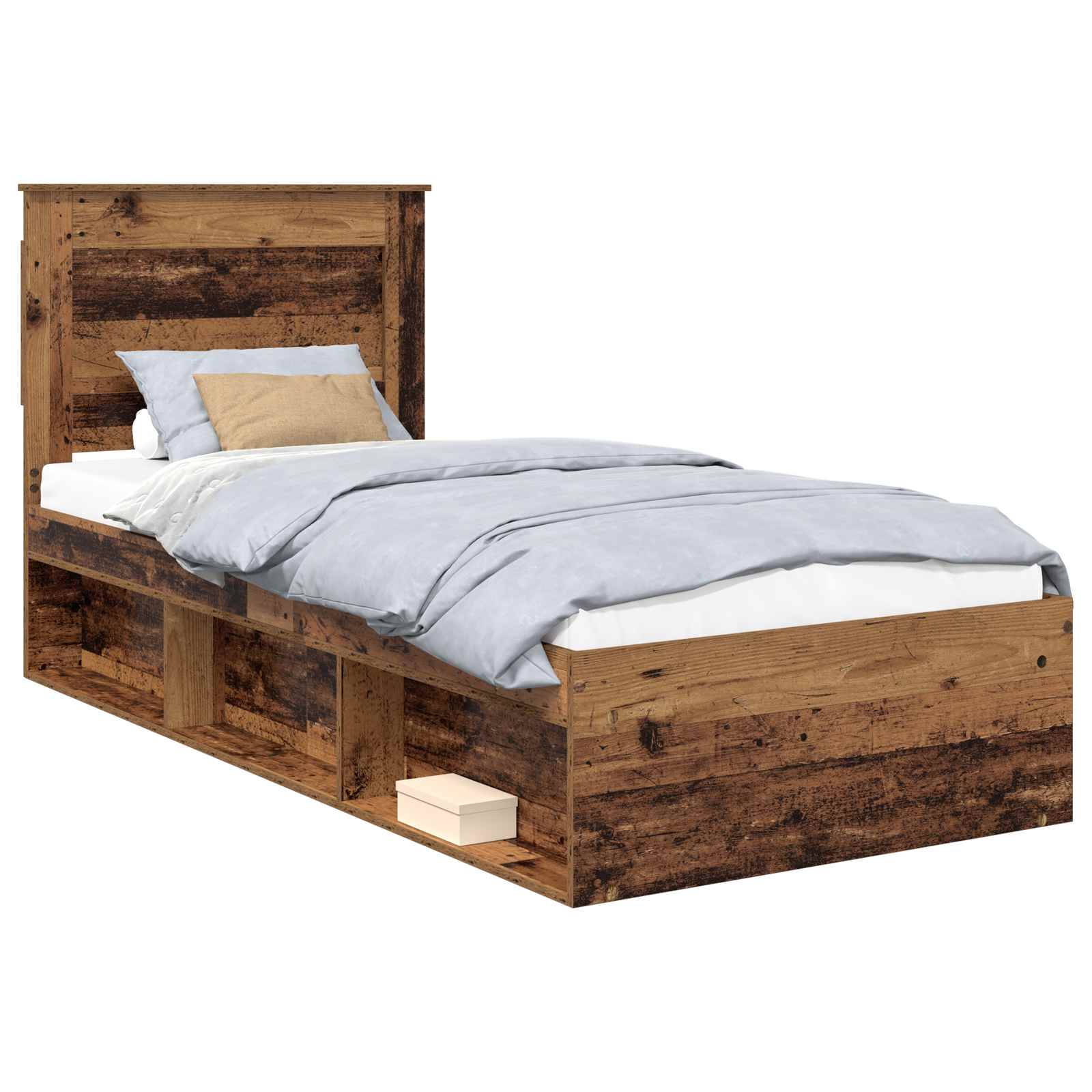 Sängram med huvudgavel Gammalt trä 90 x 190 cm Massiv furu