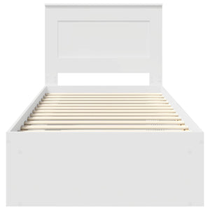 Sängram med huvudgavel Vit 75 x 190 cm Massiv furu