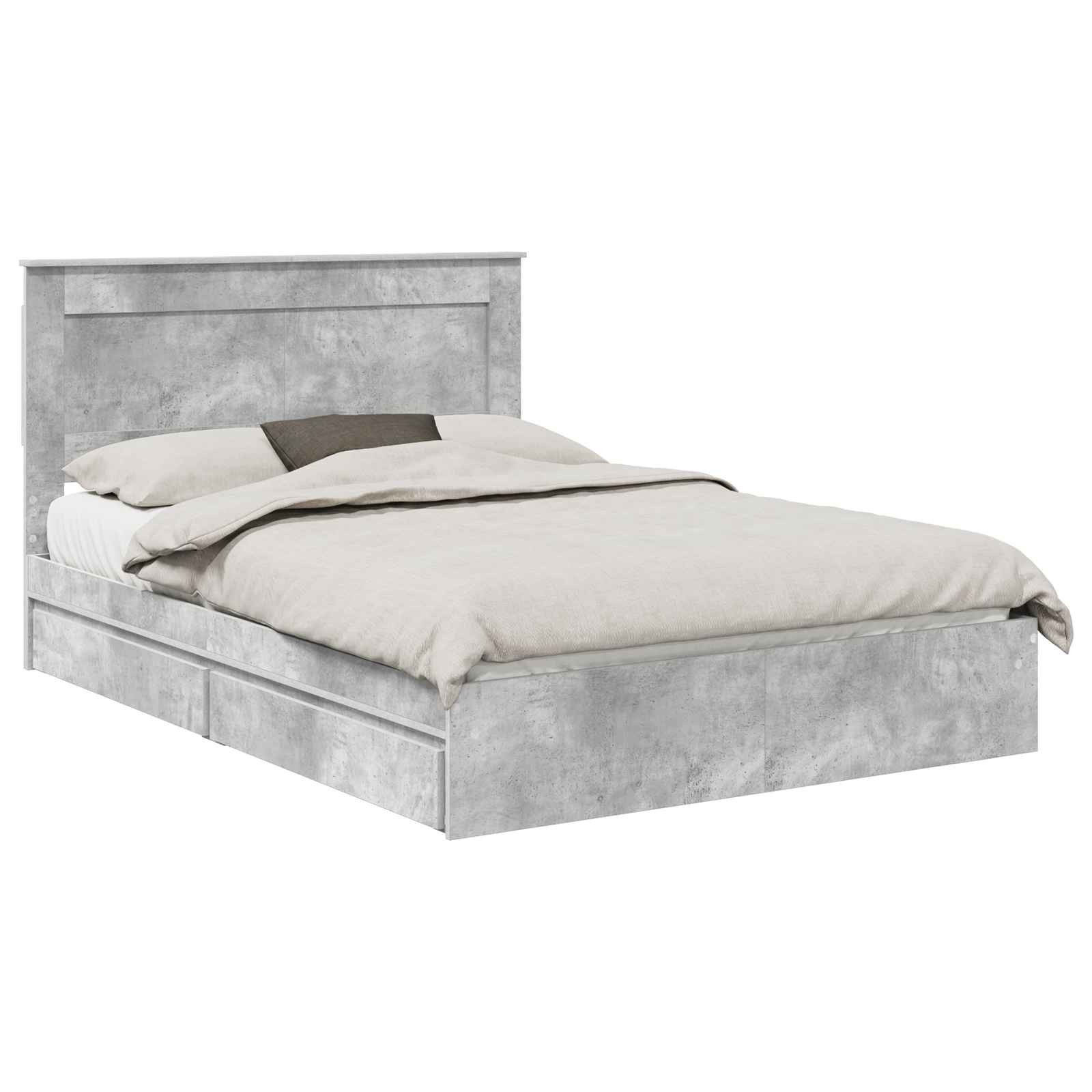 Förvaringssäng med låda Betonggrå 150 x 200 cm Konstruerat trä
