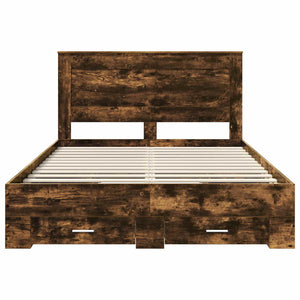 Sängram med låda med huvudgavel med lagring Konstruerat trä