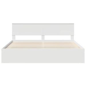 Sängram med huvudgavel Vit 200 x 200 cm Massiv furu