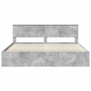 Sängram med huvudgavel Betong 200 x 200 cm Massiv furu
