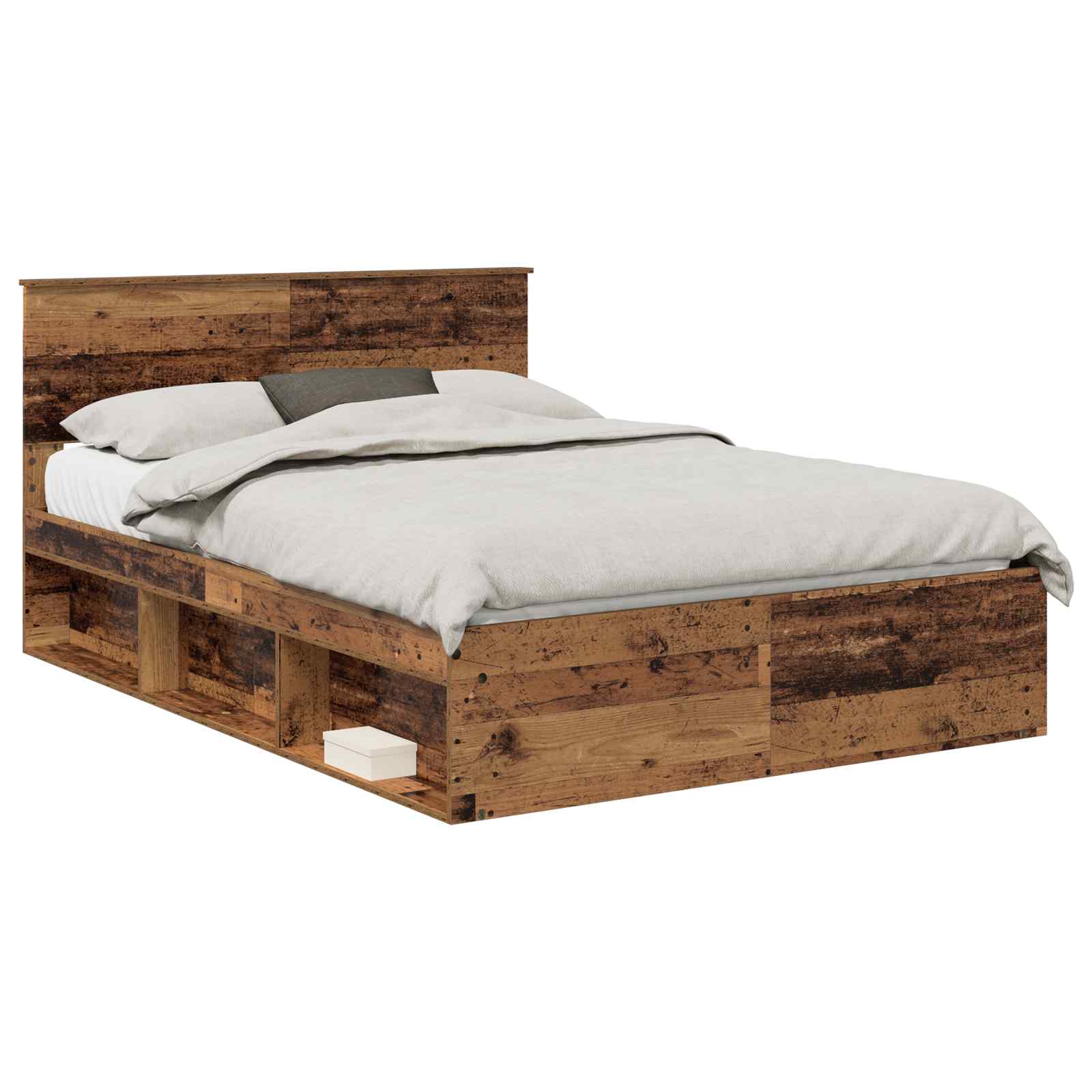 Sängram med huvudgavel Gammalt trä 140 x 190 cm Massiv furu